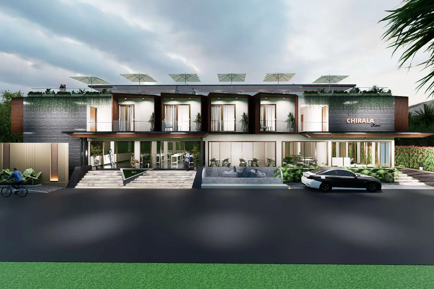 Concept render showing another exterior view of Vibhava Chirala